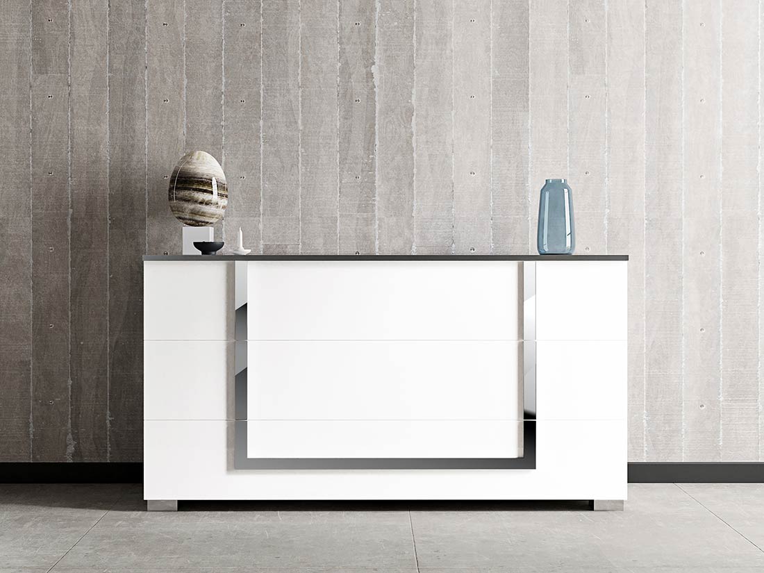 White Italian Dresser with Chrome Accents | Furnituremodern.com