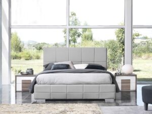 Grey Faux Leather Bed