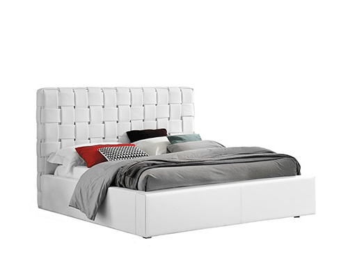 Nora White Leather Bed