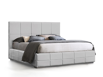 Gray upholstered bed