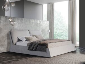 Gray Upholstered Platform Bed